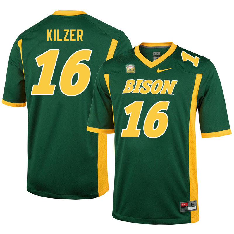 Men #16 Jacob Kilzer North Dakota State Bison College Football Jerseys Stitched-Green